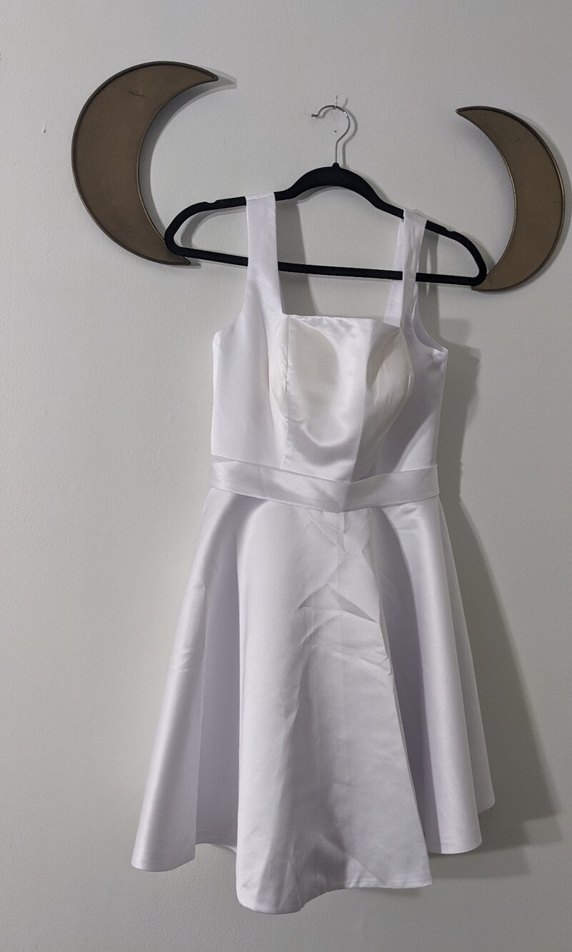 White Satin Fit-and-Flare Dress